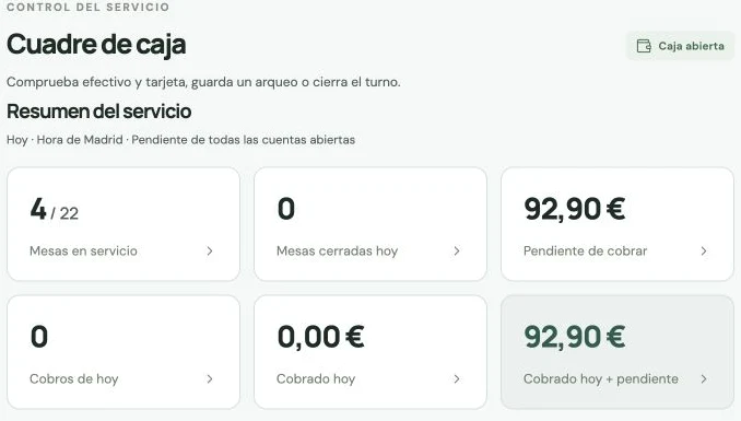 Caja y cobros · Interfaz BARRAPOST con datos de demostración